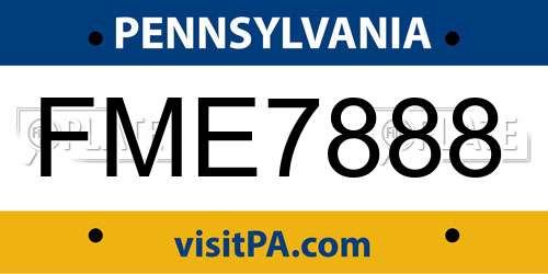 FME7888 Pennsylvania License Plate