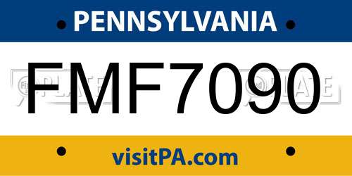 FMF7090 Pennsylvania License Plate