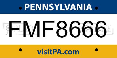FMF8666 Pennsylvania License Plate