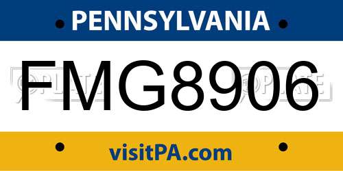 FMG8906 Pennsylvania License Plate