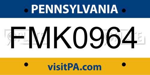 FMK0964 Pennsylvania License Plate