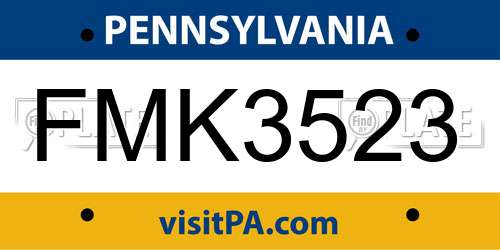 FMK3523 Pennsylvania License Plate