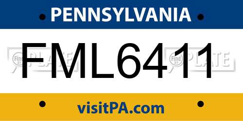 FML6411 Pennsylvania License Plate
