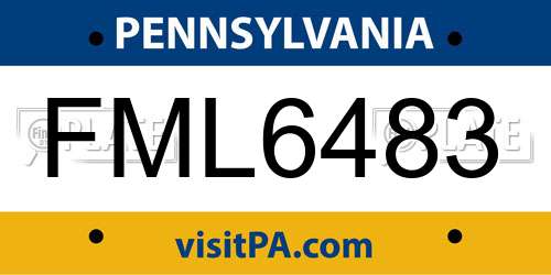 FML6483 Pennsylvania License Plate