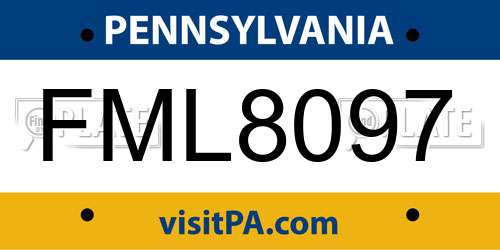 FML8097 Pennsylvania License Plate