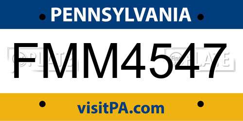 FMM4547 Pennsylvania License Plate