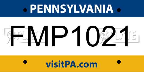 FMP1021 Pennsylvania License Plate
