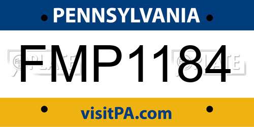 FMP1184 Pennsylvania License Plate