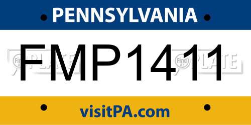 FMP1411 Pennsylvania License Plate