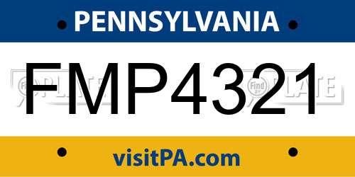FMP4321 Pennsylvania License Plate