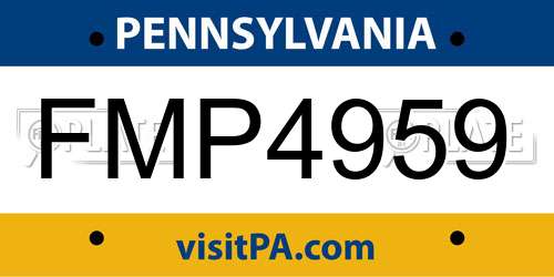 FMP4959 Pennsylvania License Plate