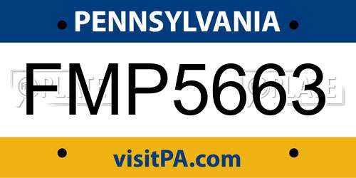 FMP5663 Pennsylvania License Plate