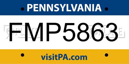 FMP5863 Pennsylvania License Plate