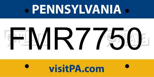 FMR7750 Pennsylvania License Plate