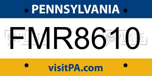FMR8610 Pennsylvania License Plate