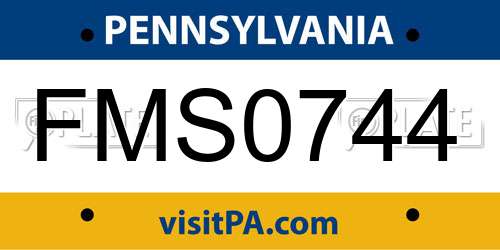 FMS0744 Pennsylvania License Plate