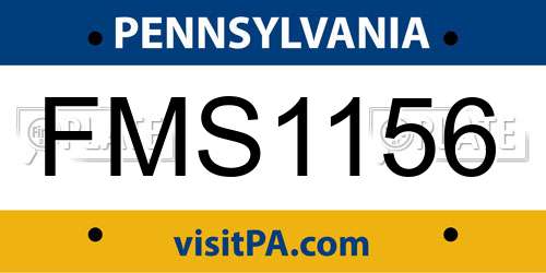 FMS1156 Pennsylvania License Plate