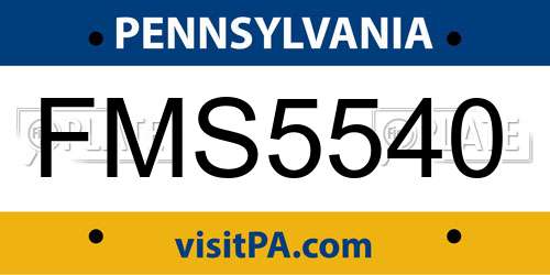 FMS5540 Pennsylvania License Plate