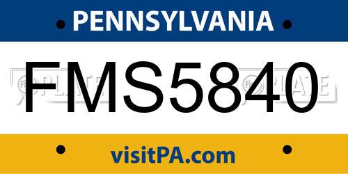 FMS5840 Pennsylvania License Plate