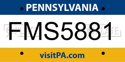 FMS5881 Pennsylvania License Plate
