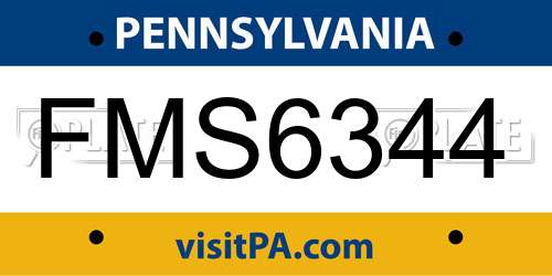 FMS6344 Pennsylvania License Plate
