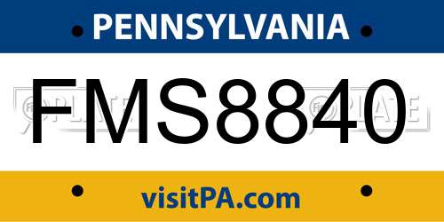 FMS8840 Pennsylvania License Plate