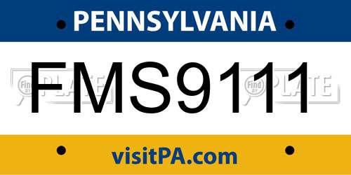 FMS9111 Pennsylvania License Plate