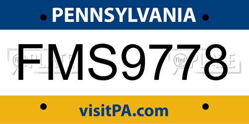 FMS9778 Pennsylvania License Plate