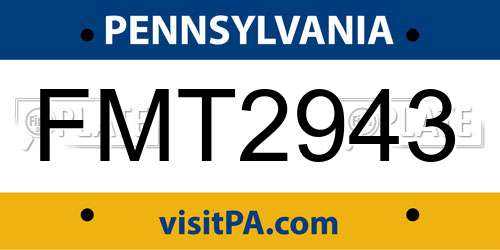 FMT2943 Pennsylvania License Plate