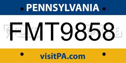 FMT9858 Pennsylvania License Plate