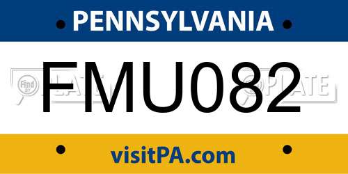 FMU082 Pennsylvania License Plate