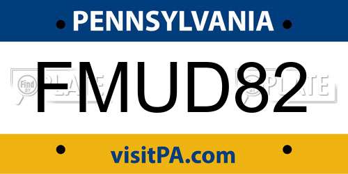 FMUD82 Pennsylvania License Plate