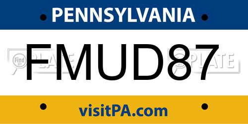 FMUD87 Pennsylvania License Plate