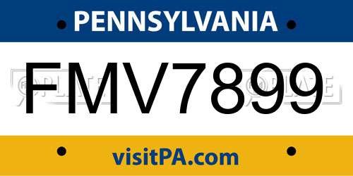 FMV7899 Pennsylvania License Plate