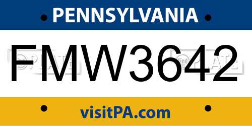FMW3642 Pennsylvania License Plate