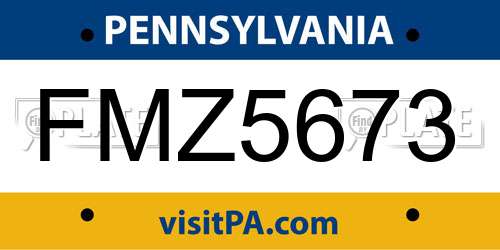 FMZ5673 Pennsylvania License Plate