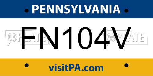 FN104V Pennsylvania License Plate