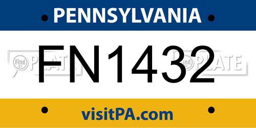 FN1432 Pennsylvania License Plate