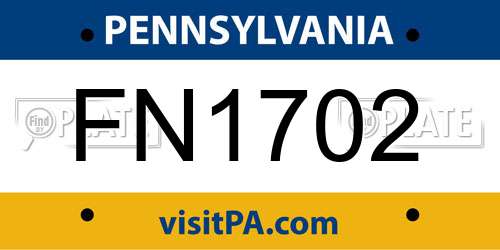 FN1702 Pennsylvania License Plate
