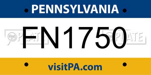FN1750 Pennsylvania License Plate