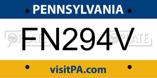 FN294V Pennsylvania License Plate