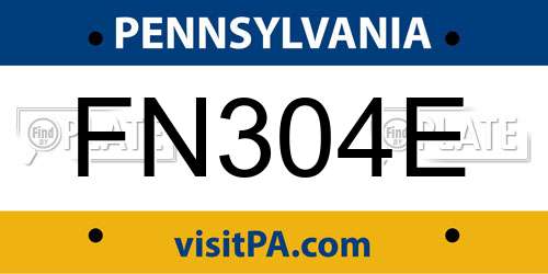 FN304E Pennsylvania License Plate