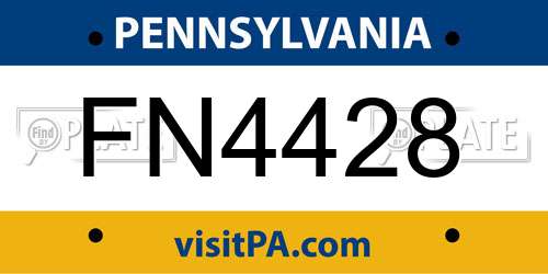 FN4428 Pennsylvania License Plate