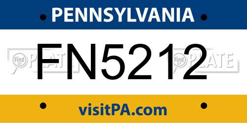 FN5212 Pennsylvania License Plate