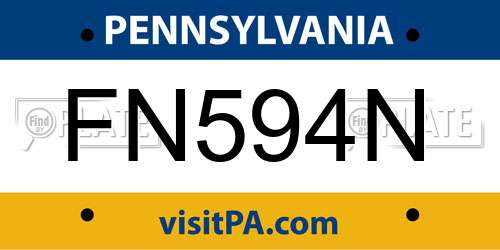 FN594N Pennsylvania License Plate