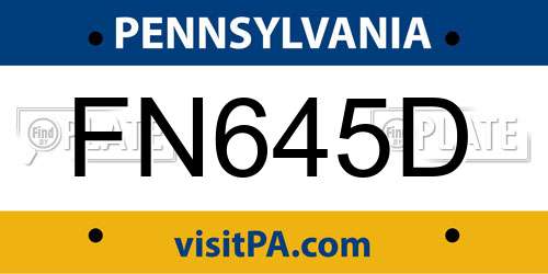 FN645D Pennsylvania License Plate