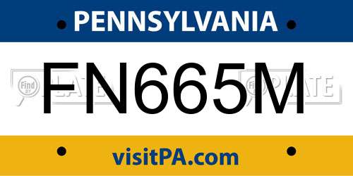 FN665M Pennsylvania License Plate