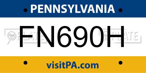 FN690H Pennsylvania License Plate