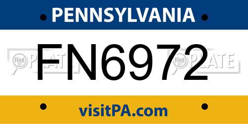 FN6972 Pennsylvania License Plate
