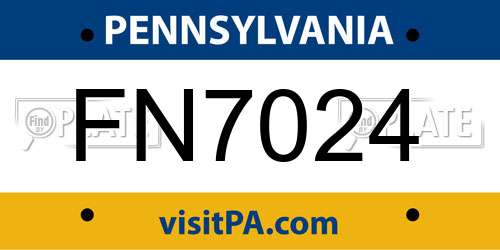 FN7024 Pennsylvania License Plate